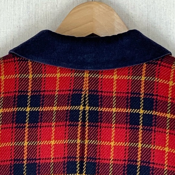 Jones NY~VINTAGE‎ 90s~Women’s 100% Wool Tartan Plaid Velvet Collar Blazer~Sz 10 - Picture 8 of 15